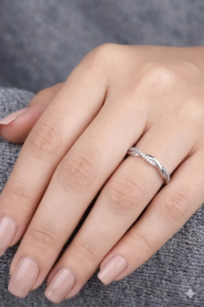 Nhẫn bạc trơn 4MM xoắn1