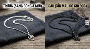 Dây chuyền bạc bị đen khi trúng gió