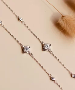 Lắc tay bạc nữ đính đá Moissanite 5 ly bạc xi bạch kim