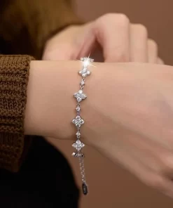 Lắc tay bạc xi bạch kim đá Moissanite 1.2 ly