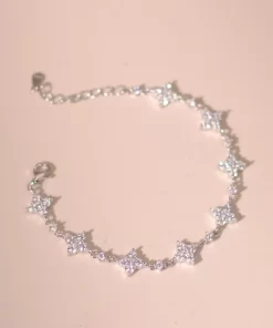 Lắc tay bạc xi bạch kim đá Moissanite 1.2 ly