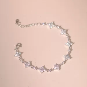 Lắc tay bạc xi bạch kim đá Moissanite 1.2 ly