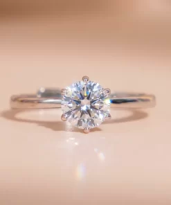 Nhẫn nữ freesize bạc xi bạch kim đá Moissanite 6 ly