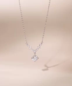 Dây chuyền bạc nữ sợi nhỏ mặt đá pha lê trắng
