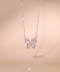 Dây chuyền mảnh bạc S925 mặt bướm đính đá
