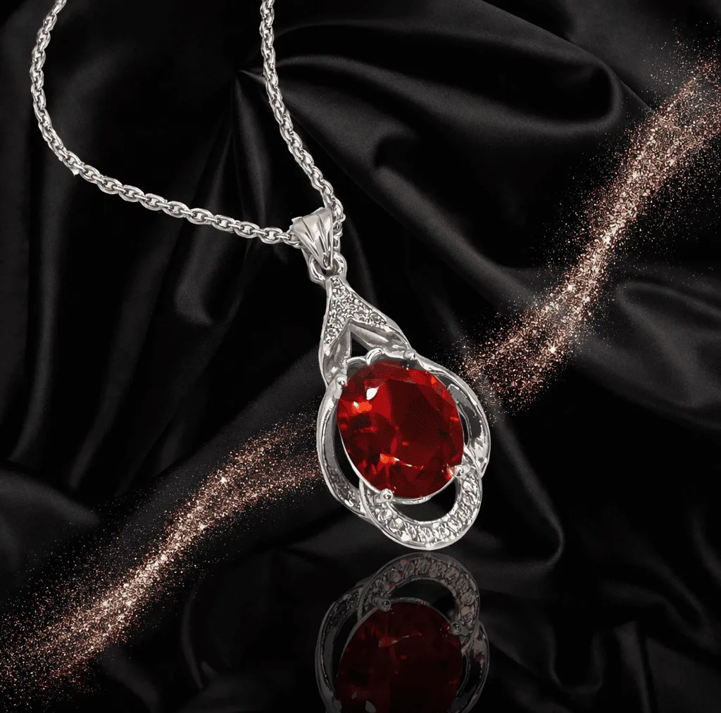 Mặt dây chuyền đá ruby đỏ