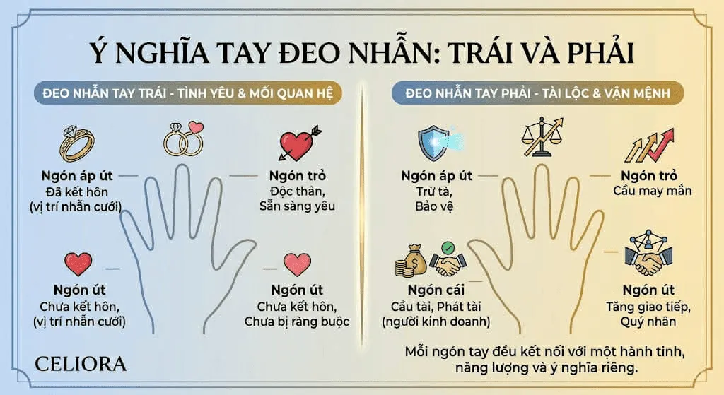 Ý nghĩa đeo nhẫn trên các ngón tay